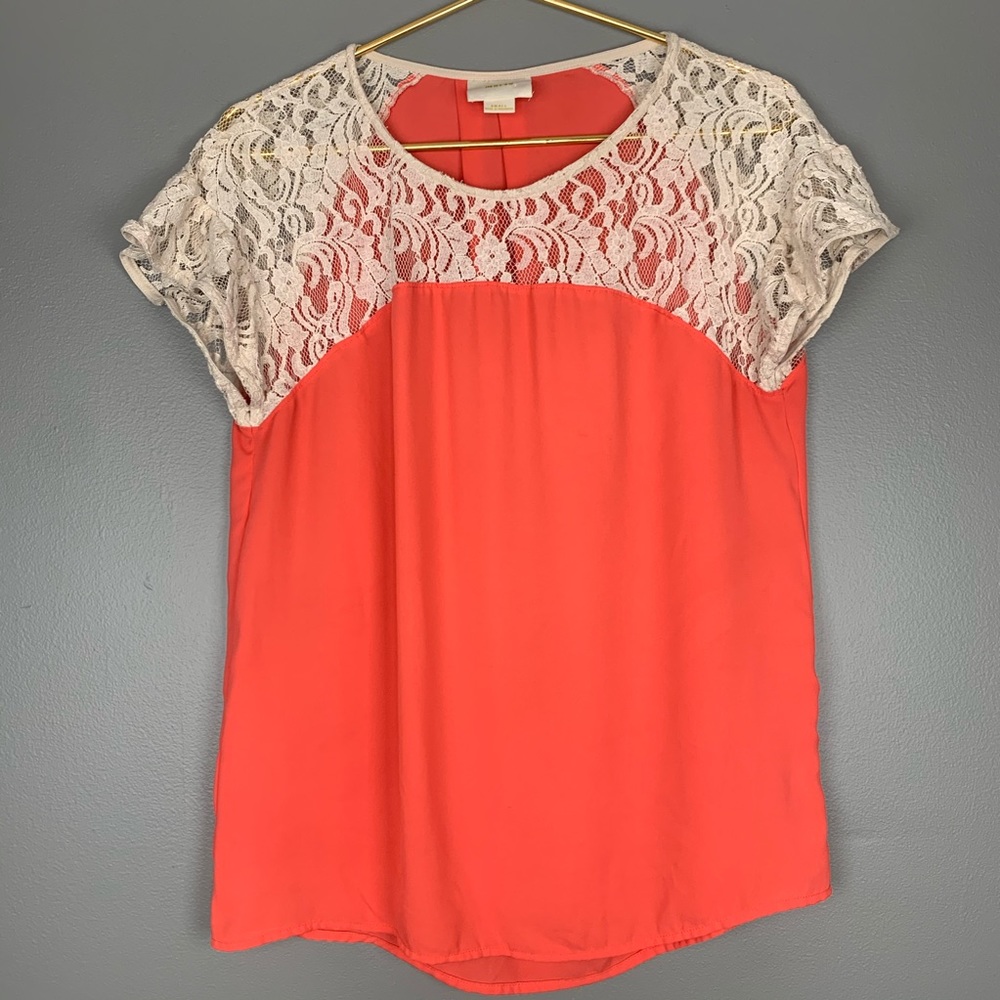 Maeve Penumbra coral lace top, Small